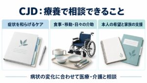 CJD：療養で相談できることを整理した図。