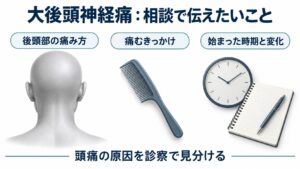 大後頭神経痛：相談で伝えたいことを整理した図。