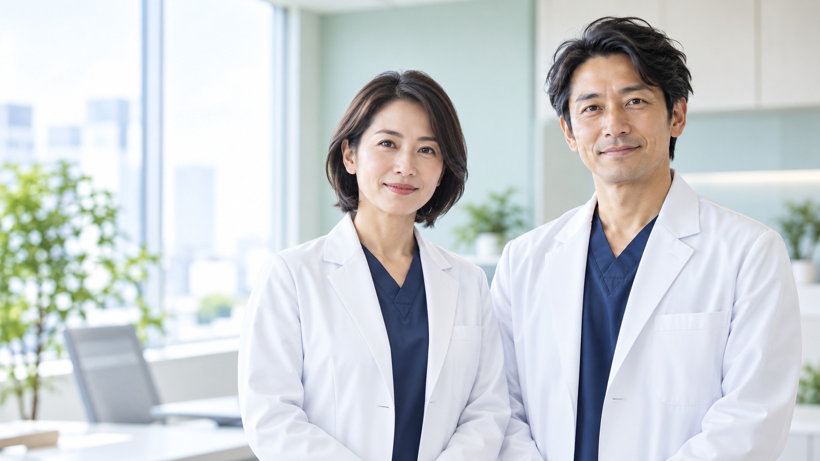 白衣の男性医師と女性医師を描いたイメージ画像